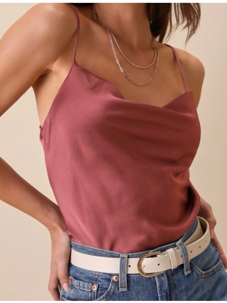 Lulus Satin Cowl Neck Bodysuit